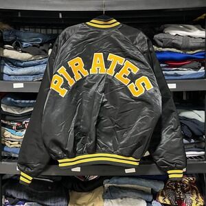 Vintage Pittsburgh Pirates Chalk Line Satin Bomber Jacket Size XXL‎ Black Yellow